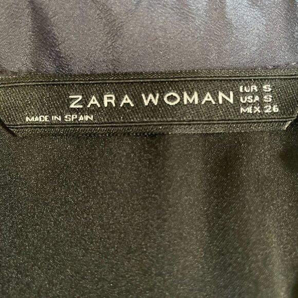 Zara Woman Black Ruffle Halter Shift Dress Size Small Elegant Minimalist Chic - Picture 3 of 9